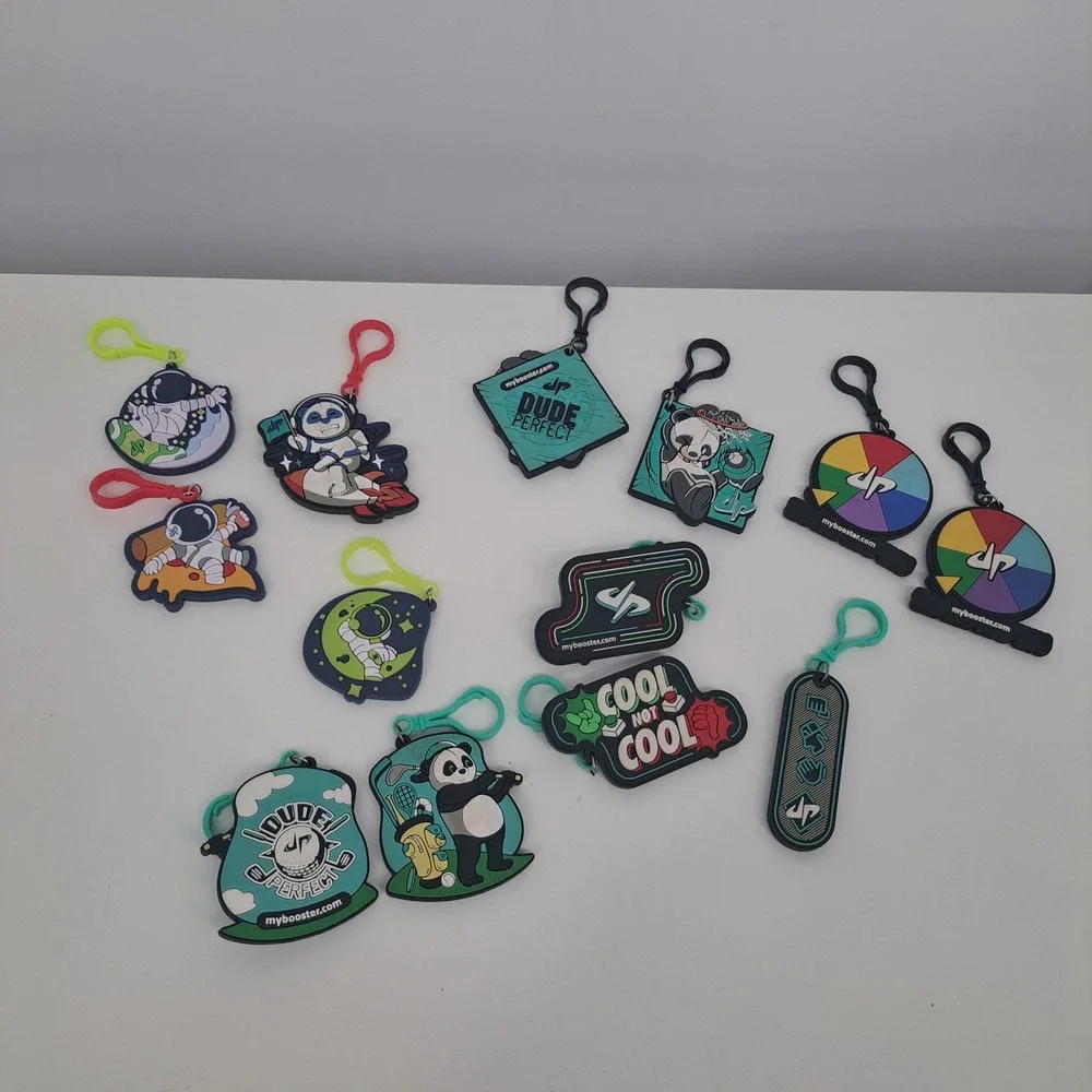 Dude Perfect Rubber Keychain Lot of 12 Astronaut Panda Golf Sports MyBooster